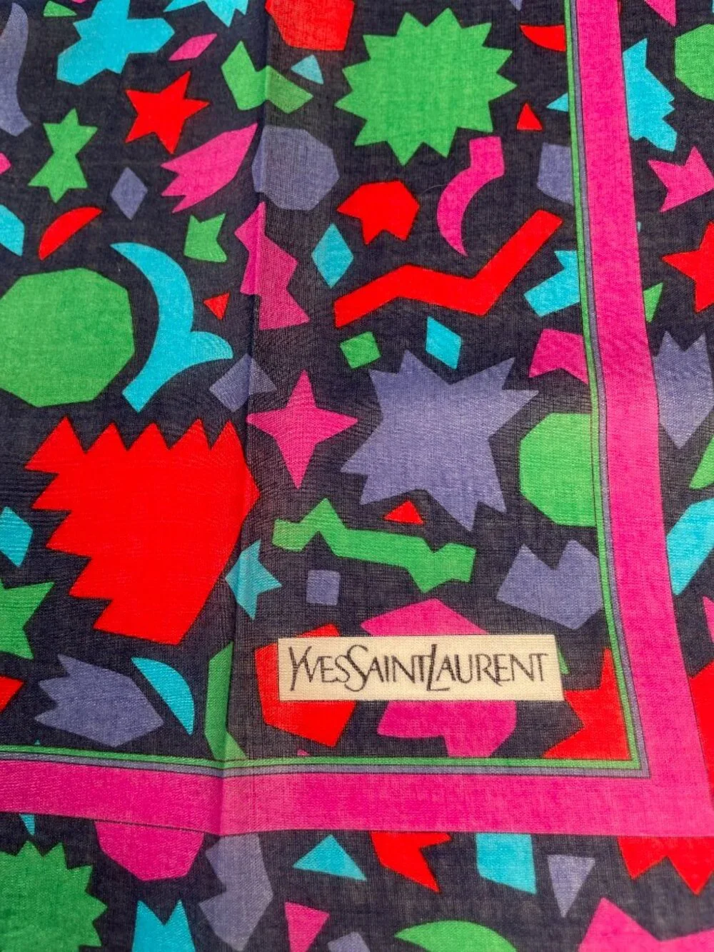 Vintage Yves Saint Laurent Lightweight Cotton Geometric Scarf